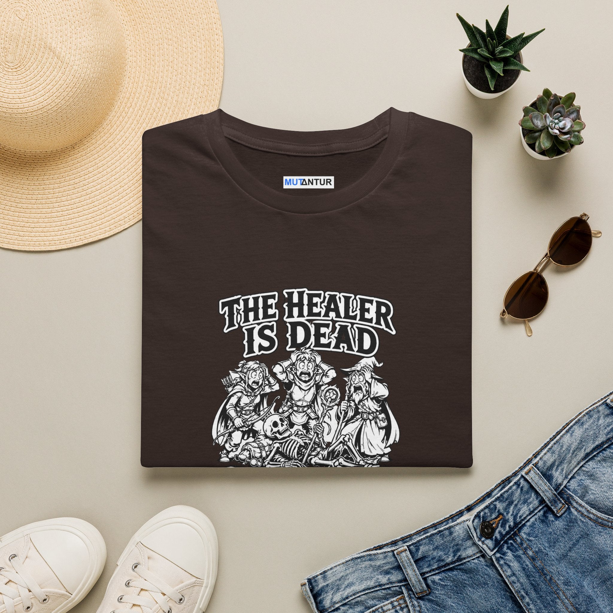T-Shirt — "The Healer Is Dead" RPG Party Tee (Good Luck Everyone)