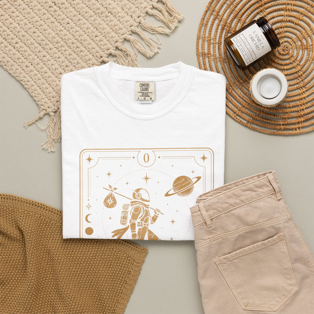 The Fool Tarot Card T-Shirt — Celestial Astronaut Comfort Colors Tee