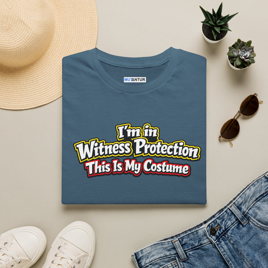 Witness Protection Costume T-Shirt — "I'm in Witness Protection This Is My Costume" Funny Halloween Graphic Tee