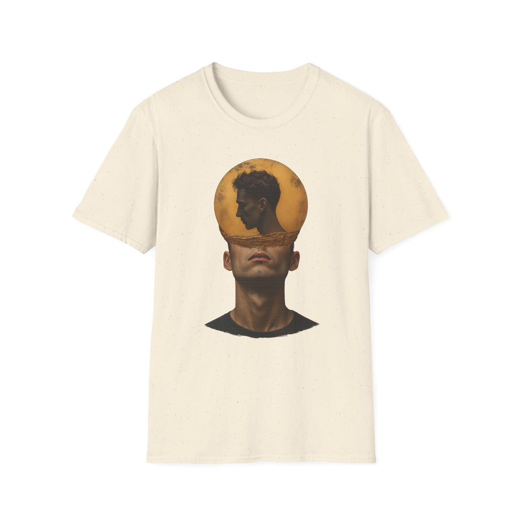 Surreal Double Portrait T-Shirt | Abstract Head Silhouette, Moon Circle - Mutantur Labs LLC