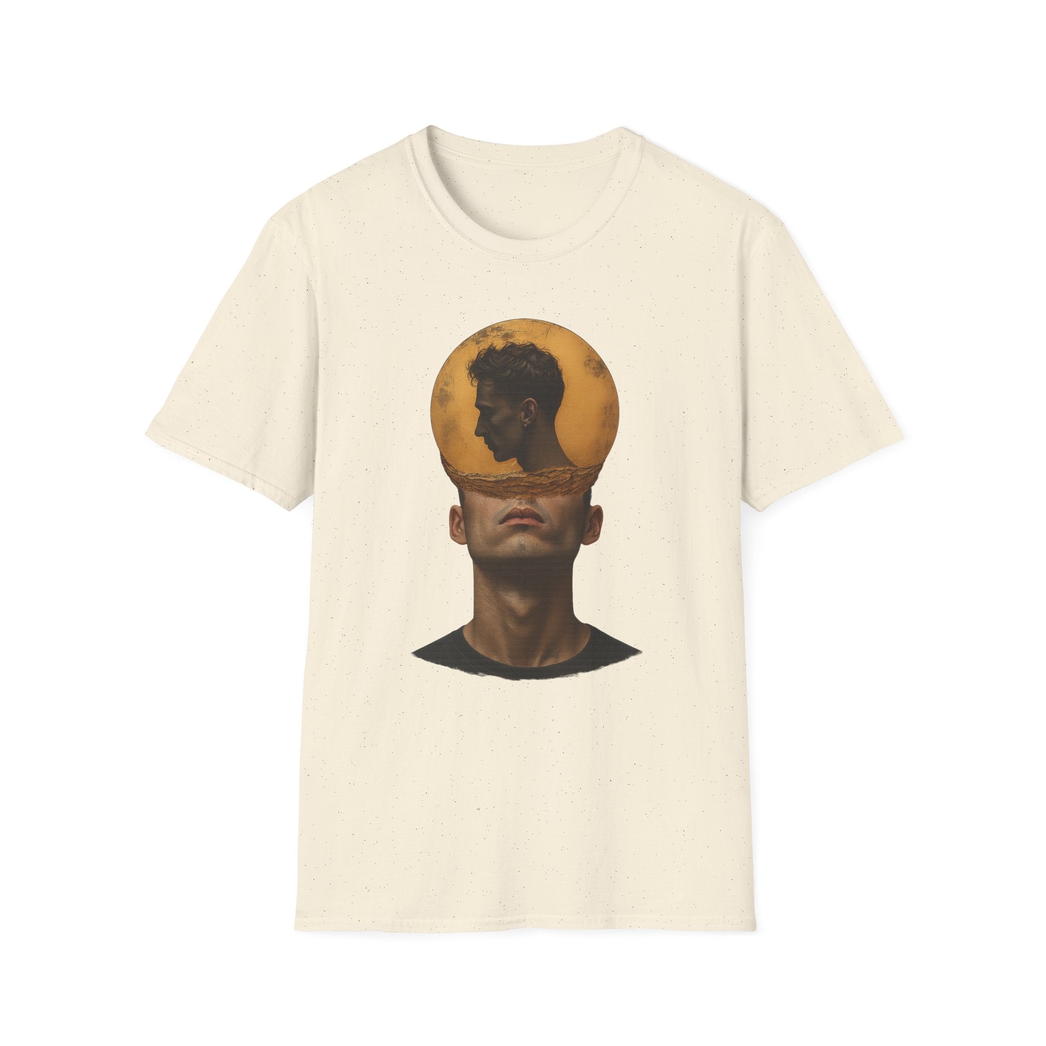 Surreal Double Portrait T-Shirt | Abstract Head Silhouette, Moon Circle - Mutantur Labs LLC
