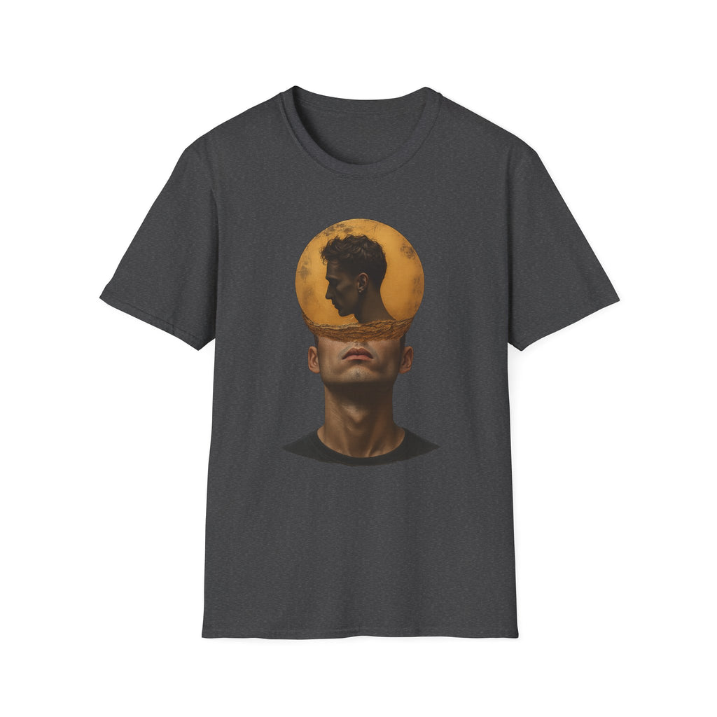 Surreal Double Portrait T-Shirt | Abstract Head Silhouette, Moon Circle - Mutantur Labs LLC