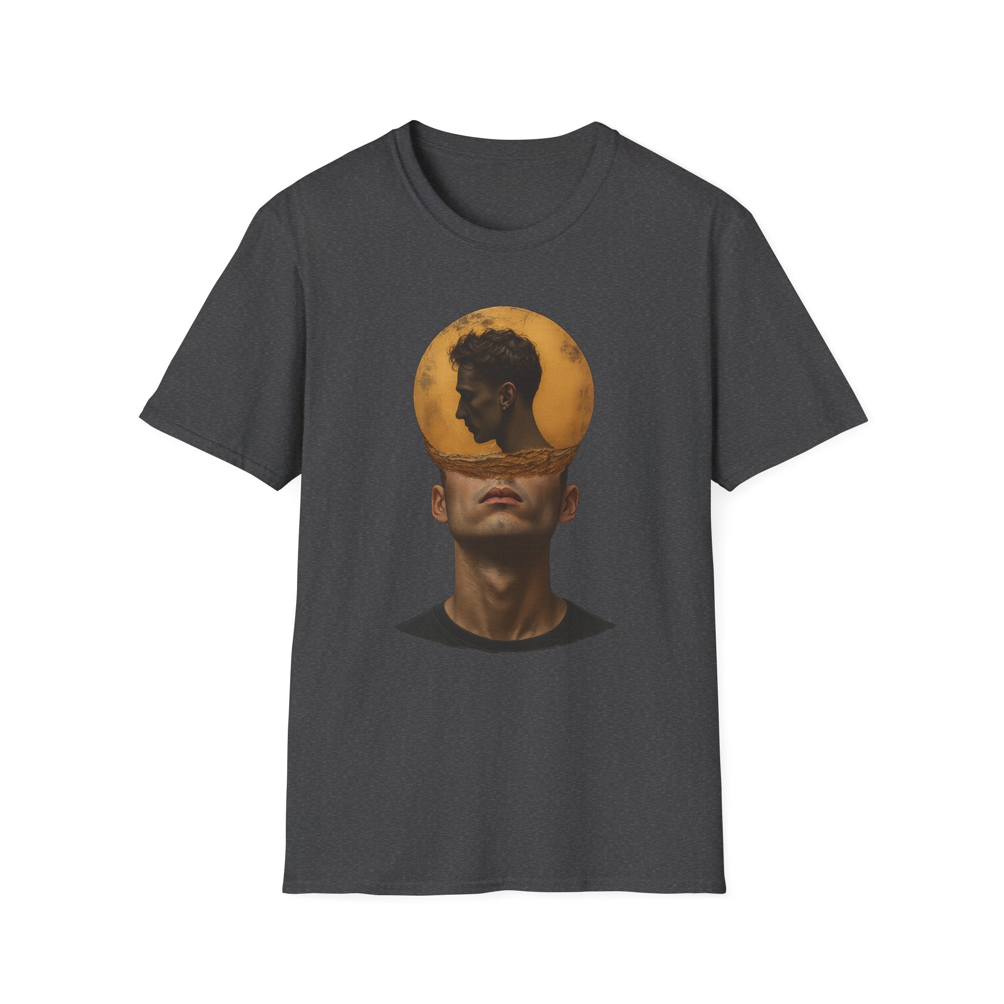 Surreal Double Portrait T-Shirt | Abstract Head Silhouette, Moon Circle - Mutantur Labs LLC