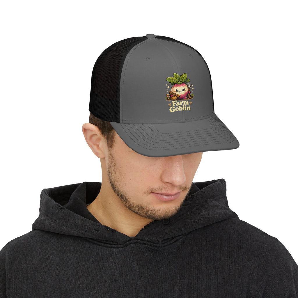 Farm Goblin Trucker Hat | Cute Gardening Snapback | Funny Vegetable Patch Cap - Mutantur Labs LLC