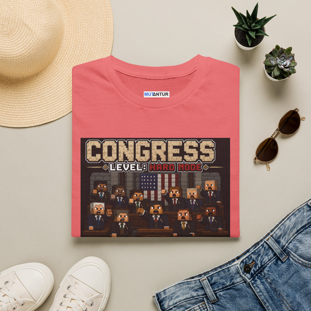 Congress Level: Hard Mode T-Shirt — Retro Pixel Political Game Tee
