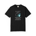 Black t shirt with white text that says ' All I want For Christmas is A Dragon and Plausible Deniability 