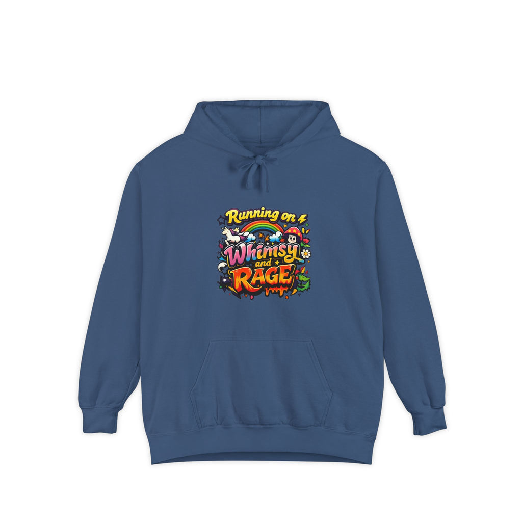 Hoodie — "Running on a Whimsy and Rage" Colorful Graphic Pullover