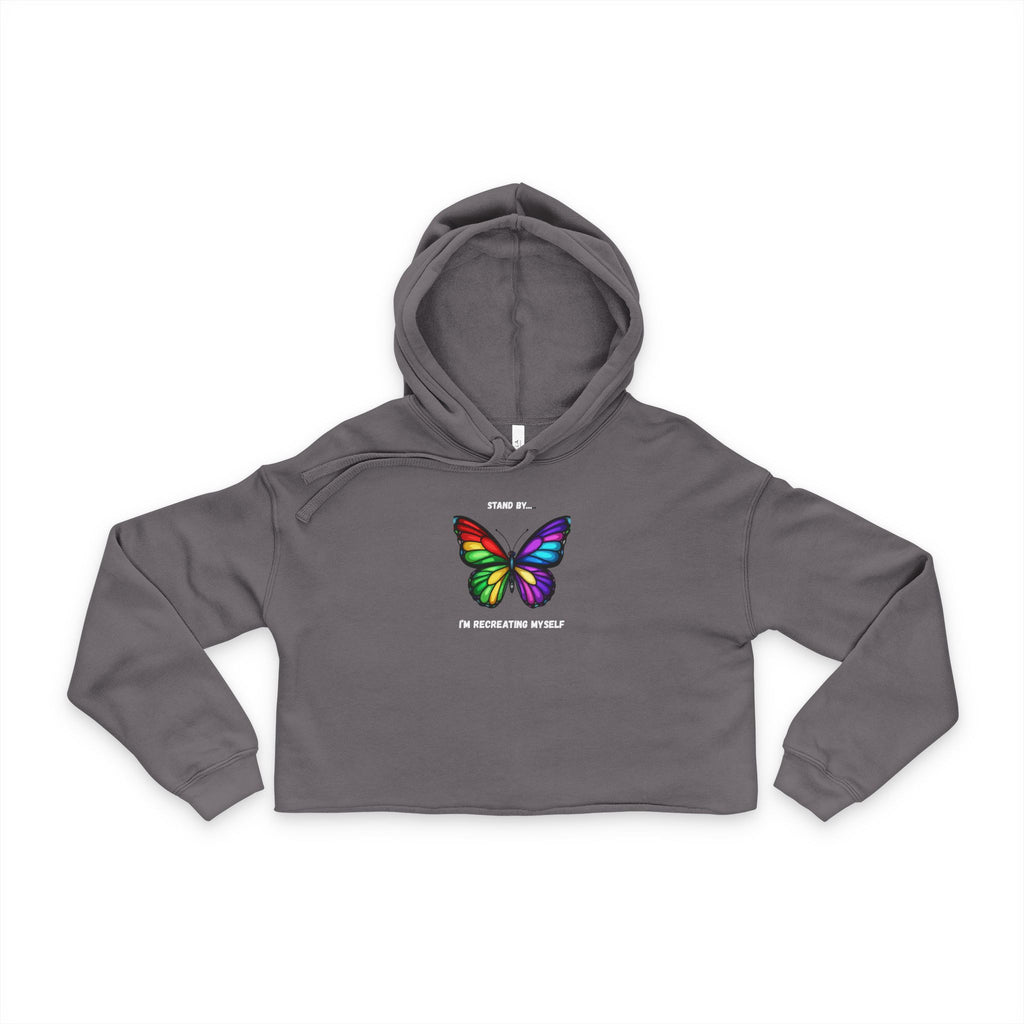 Stand by I'm Recreating myself Butterfly Cropped Hoodie - Mutantur Labs LLC