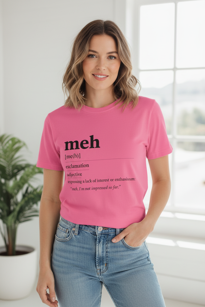 Meh Definition T-Shirt | Funny Minimal Typography Tee - Mutantur Labs LLC