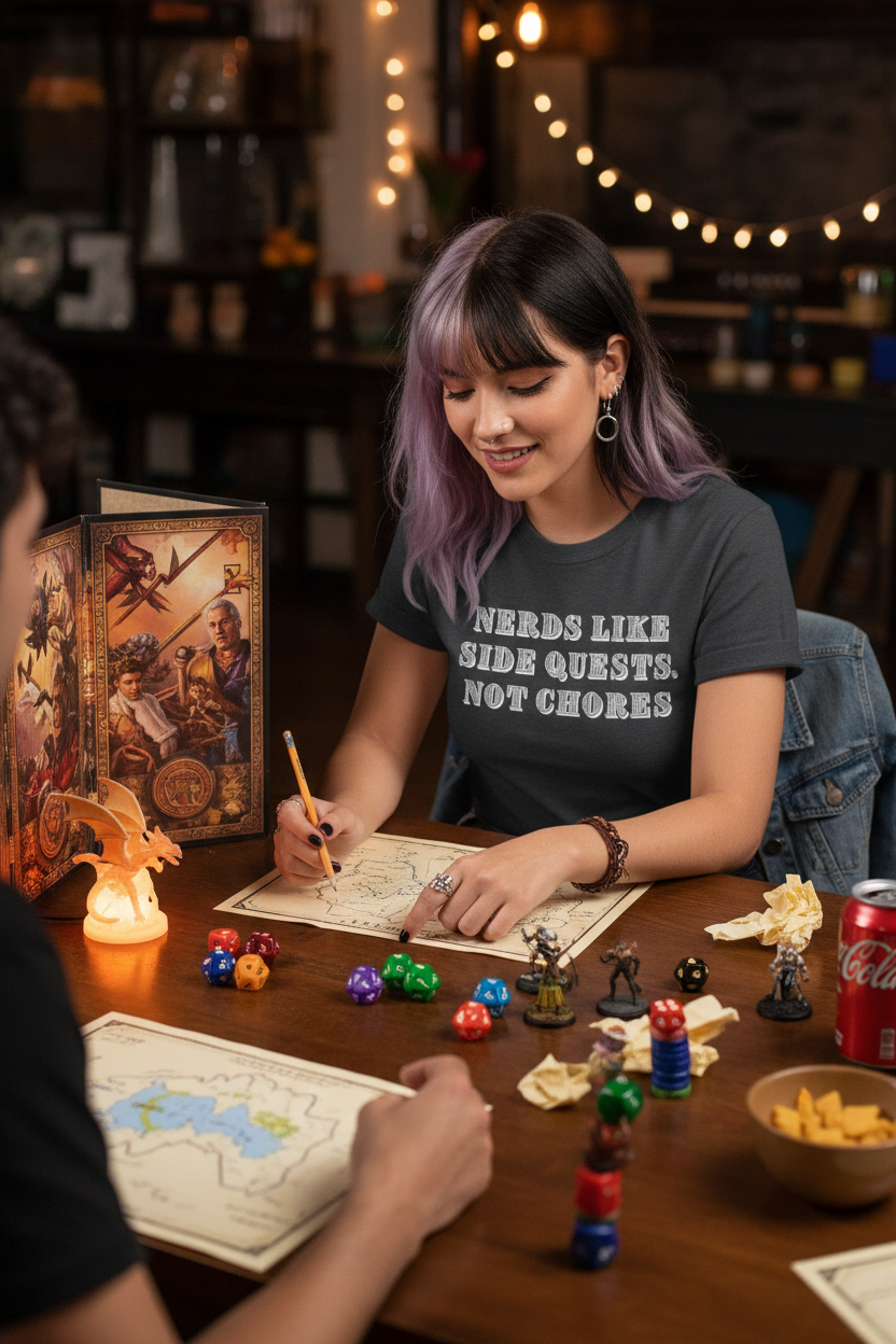 Nerds Like Side Quests, Not Chores T-Shirt — Funny Gamer Nerd Tee - Mutantur Labs LLC