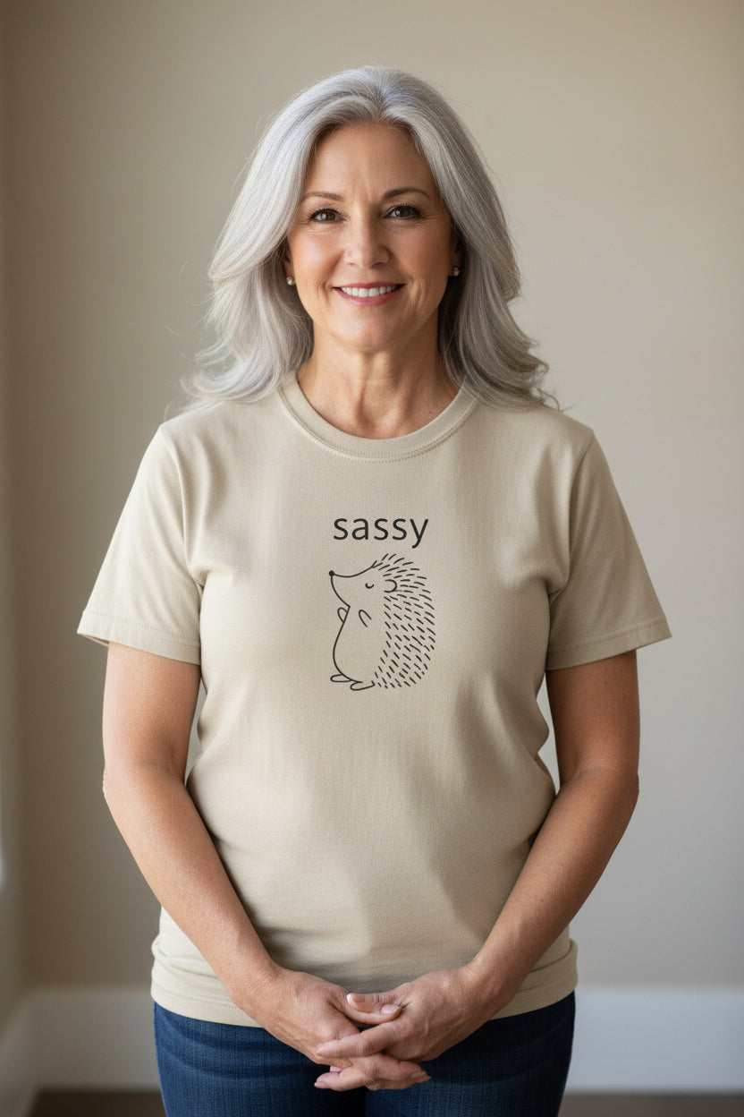 Sassy hedgehog Tee — Minimal Cute Graphic T-Shirt - Mutantur Labs LLC
