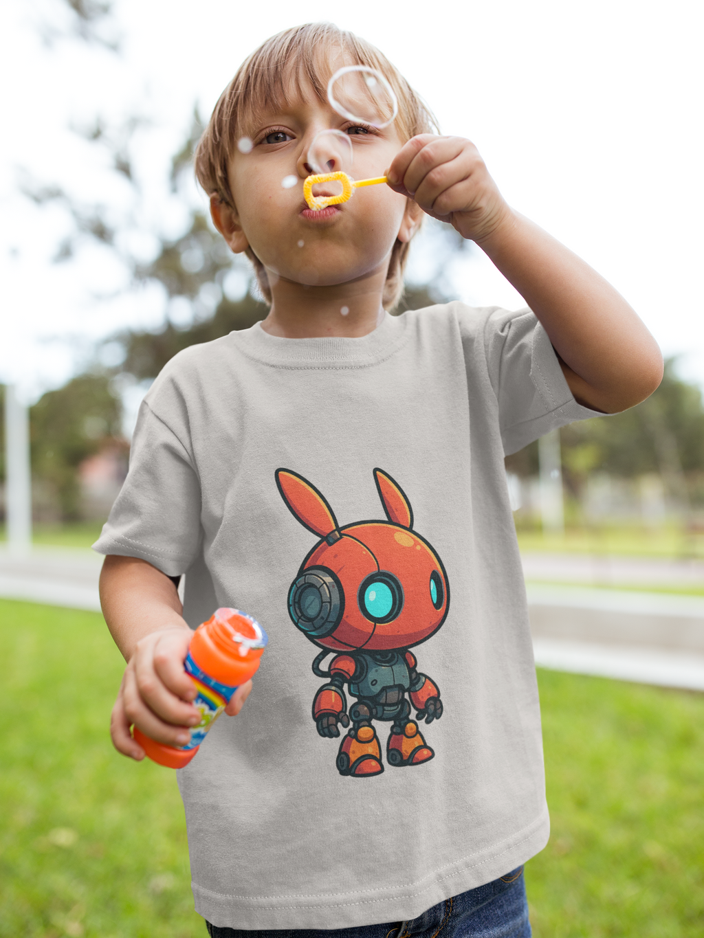 Happy RobotToddler T-shirt | Cute Sci-Fi Bunny Robot, Kids Tee - Mutantur Labs LLC