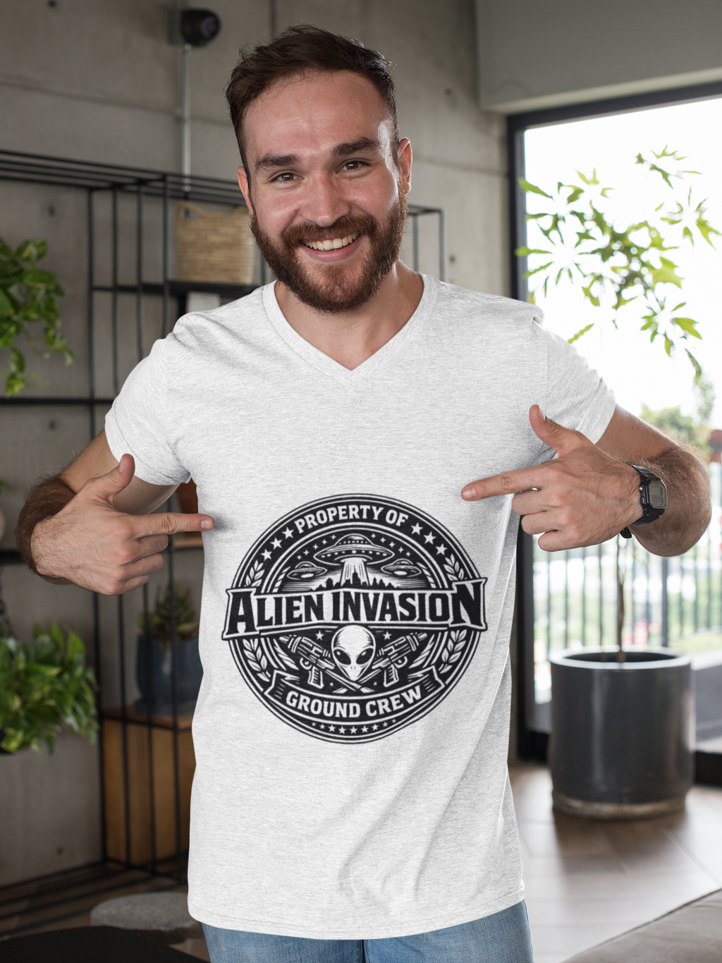 Alien Invasion Ground Crew T-Shirt | UFO Badge Graphic, Comfort Colors tee - Mutantur Labs LLC