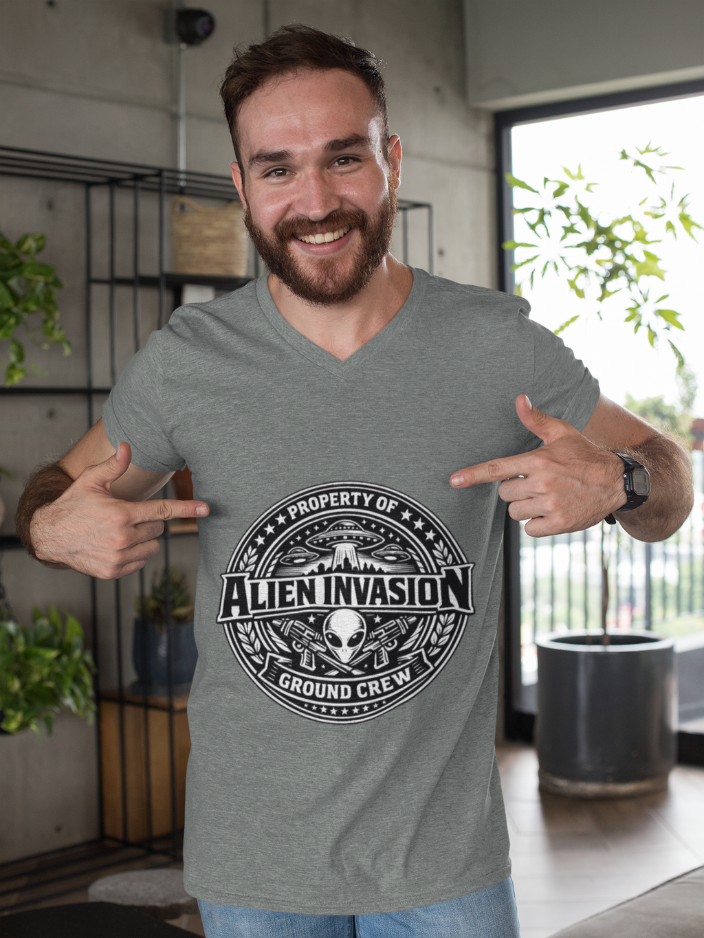 Alien Invasion Ground Crew T-Shirt | UFO Badge Graphic, Comfort Colors tee - Mutantur Labs LLC
