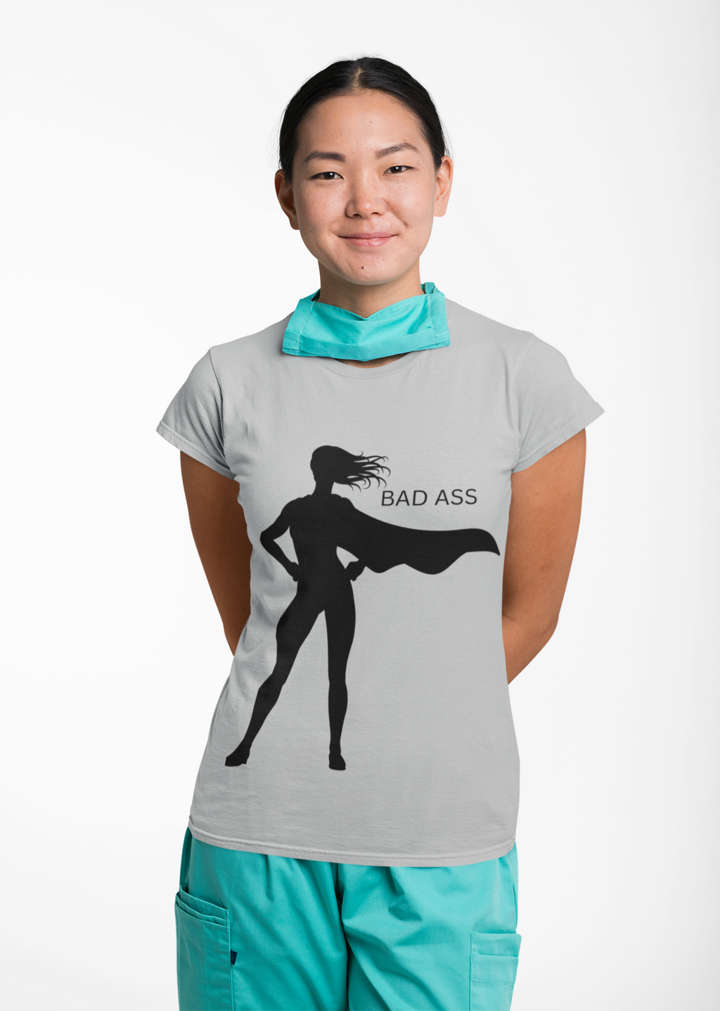 Bad Ass Superhero Silhouette Tee | Woman Cape Silhouette T-Shirt - Mutantur Labs LLC