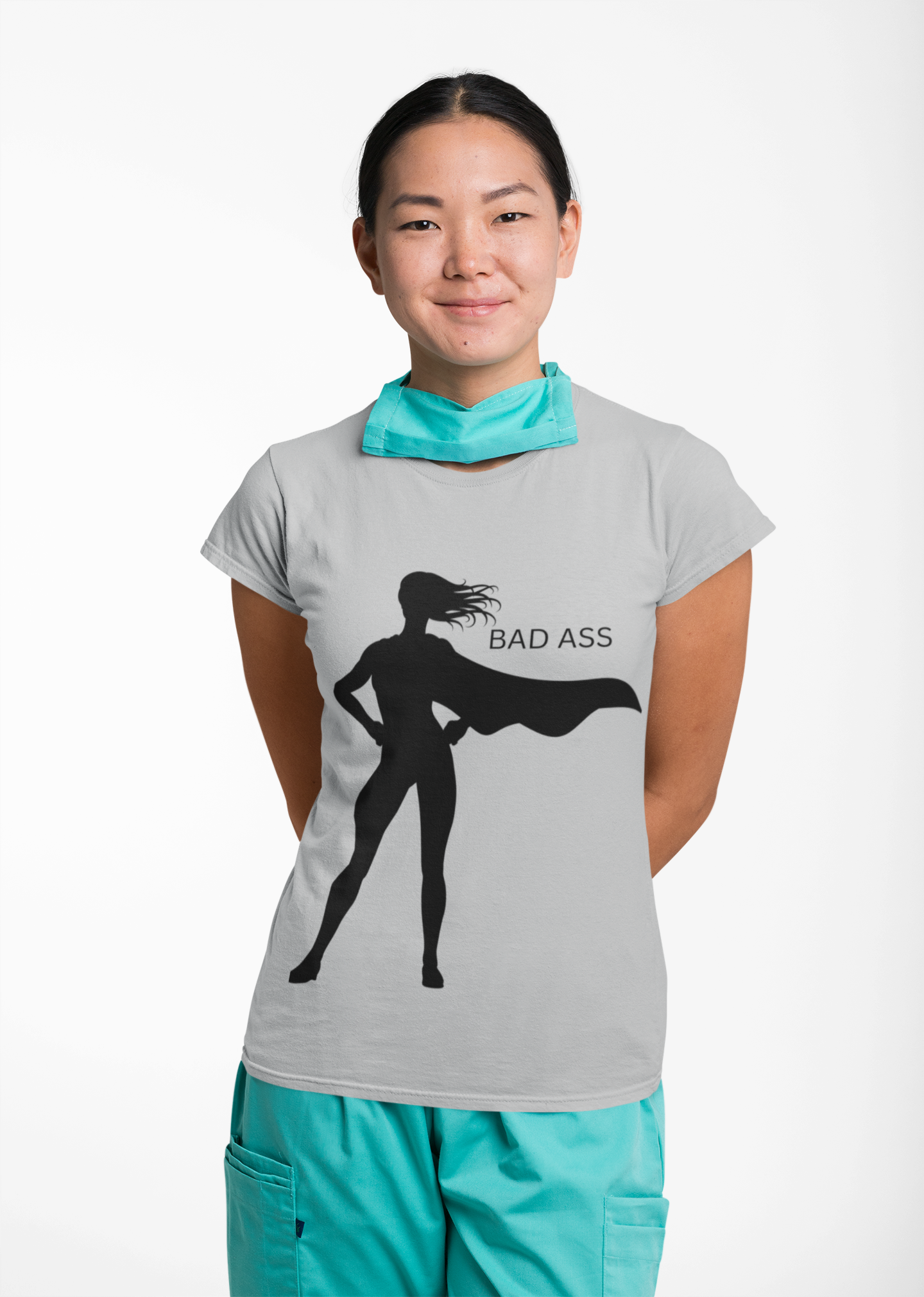 Bad Ass Superhero Silhouette Tee | Woman Cape Silhouette T-Shirt - Mutantur Labs LLC