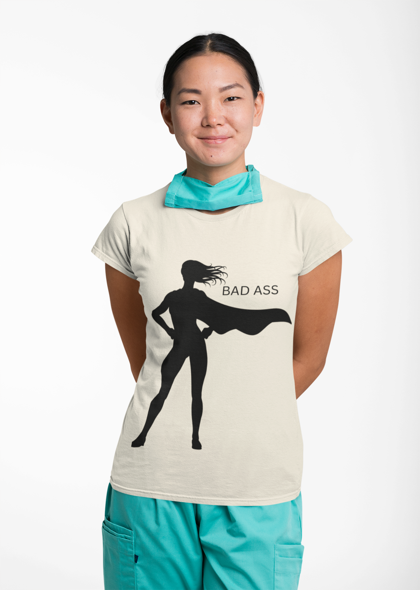 Bad Ass Superhero Silhouette Tee | Woman Cape Silhouette T-Shirt - Mutantur Labs LLC
