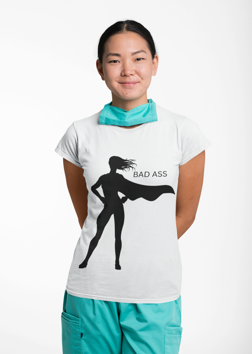 Bad Ass Superhero Silhouette Tee | Woman Cape Silhouette T-Shirt - Mutantur Labs LLC