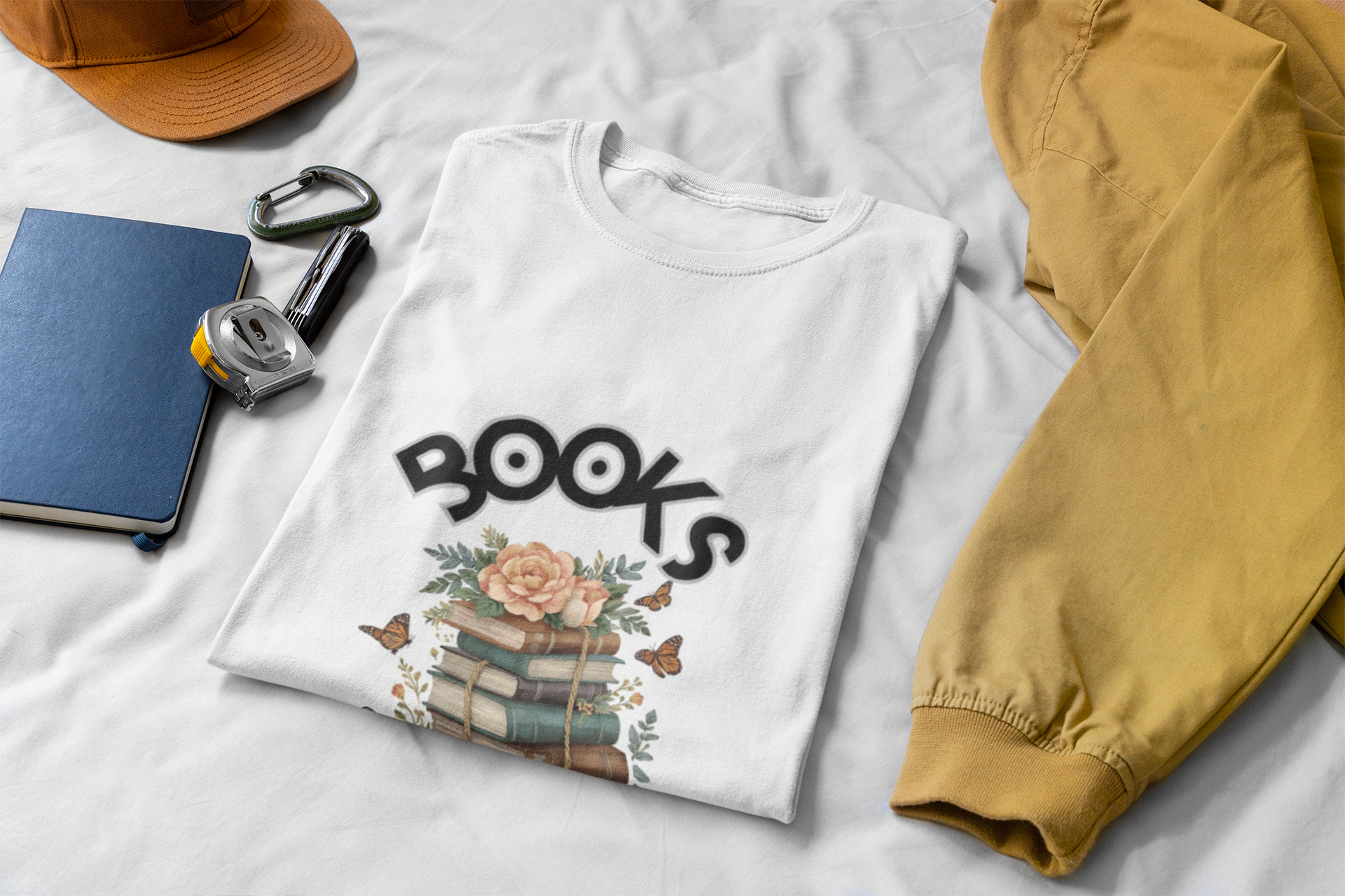 Books Are My Religion — Floral Stack Graphic T-Shirt for Women - Mutantur Labs LLC