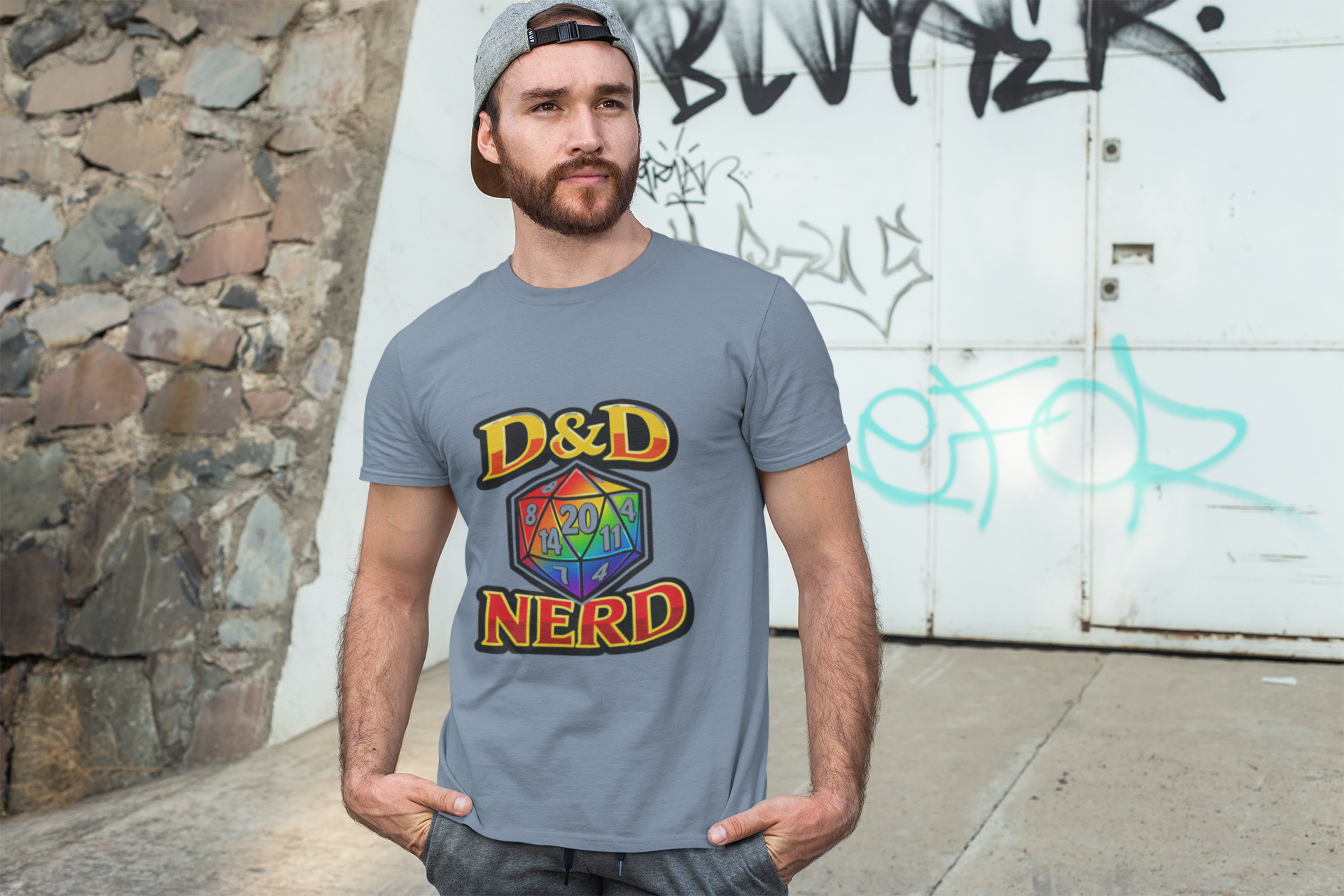Rainbow D20 Gamer T-Shirt — Nerdy Tabletop RPG Comfort Colors Tee - Mutantur Labs LLC