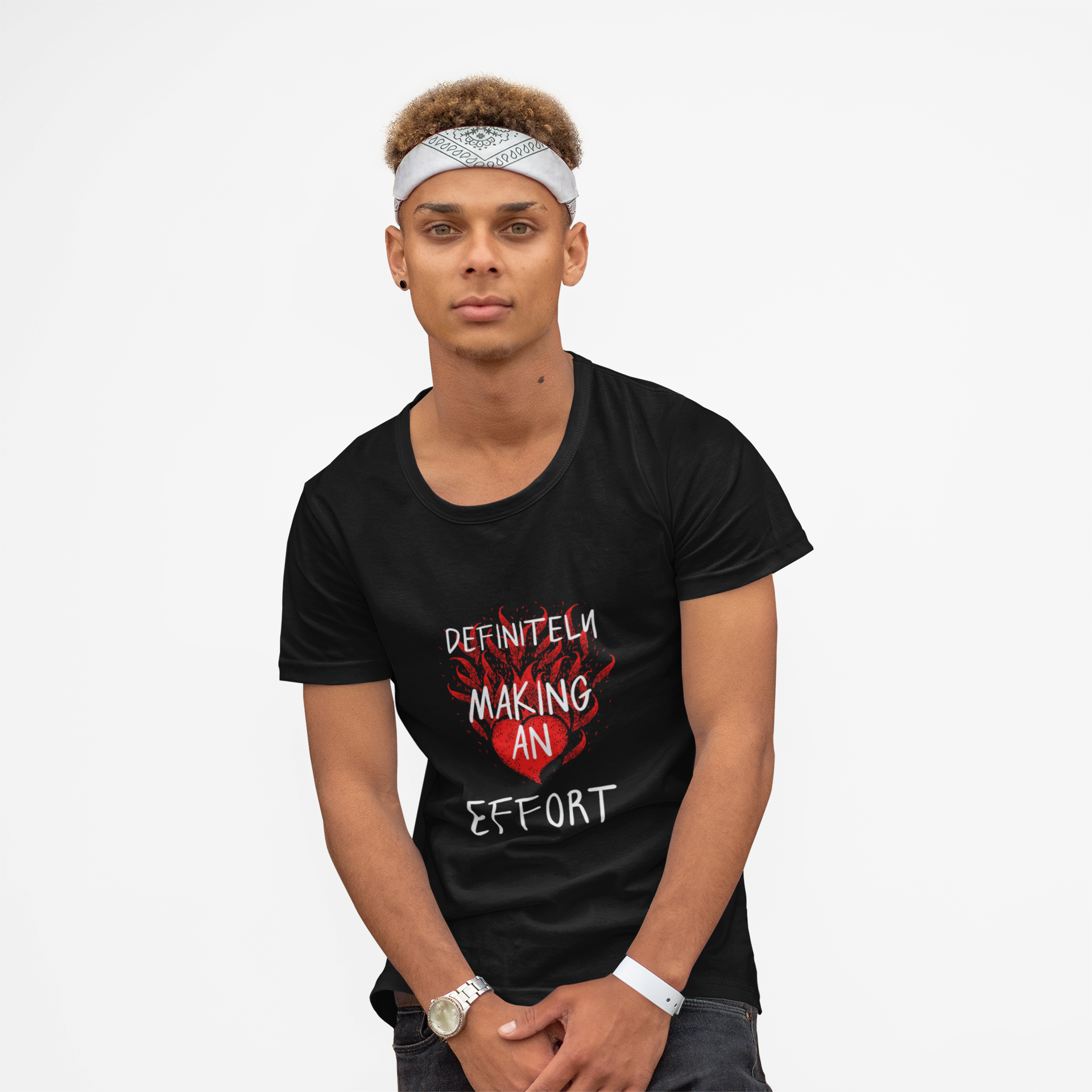 Definitely Making an Effort T-Shirt | Heart Flame Funny Graphic Tee - Mutantur Labs LLC