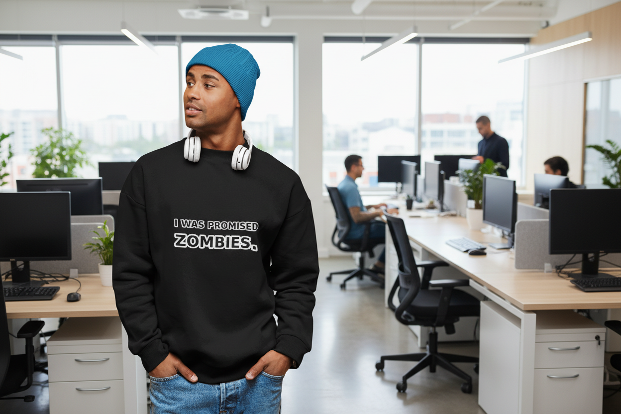 I Was Promised Zombies Sweatshirt | Funny Apocalypse Crewneck - Mutantur Labs LLC