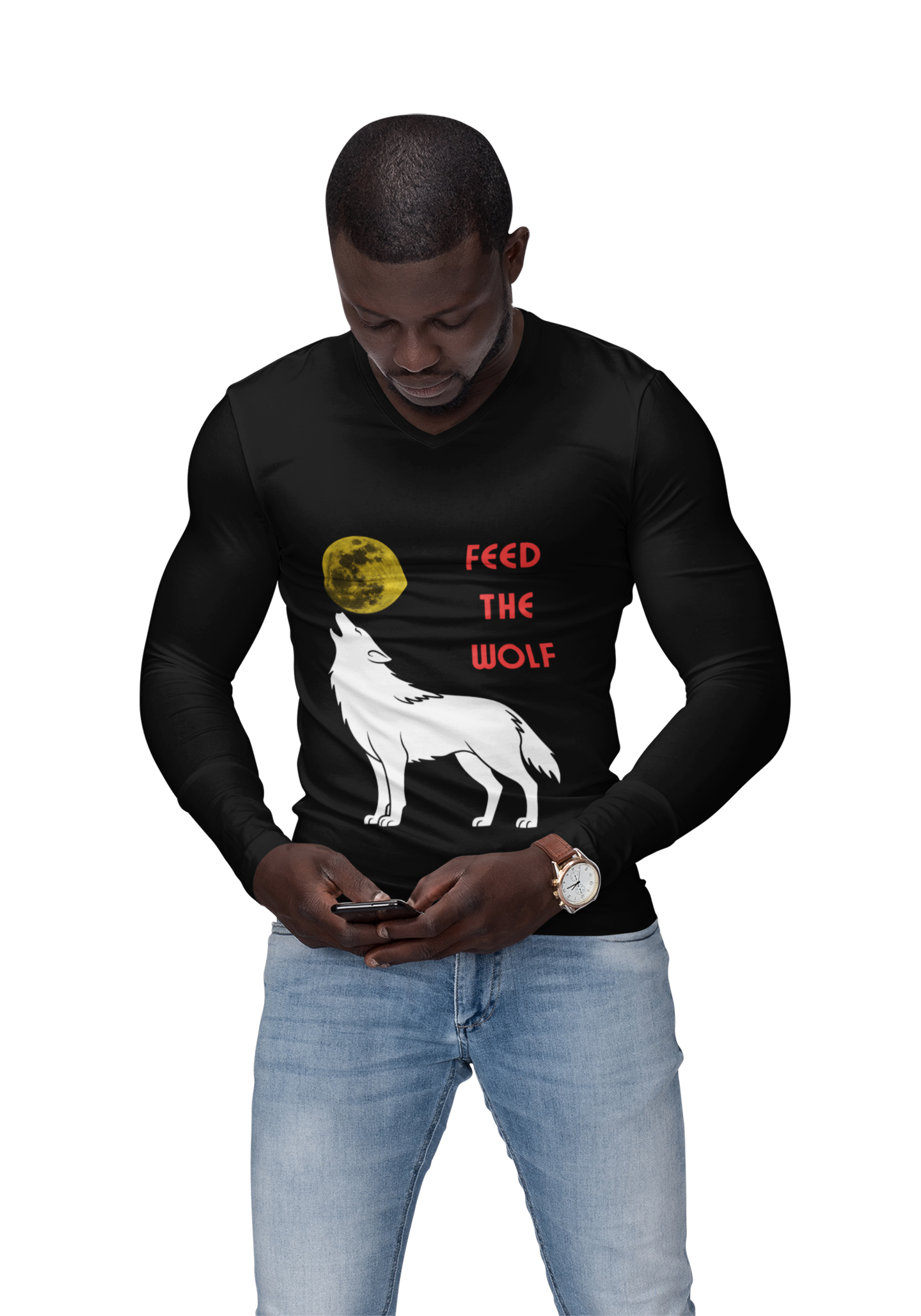 Feed the Wolf Long Sleeve Shirt | Howling Wolf Moon Graphic Tee - Mutantur Labs LLC