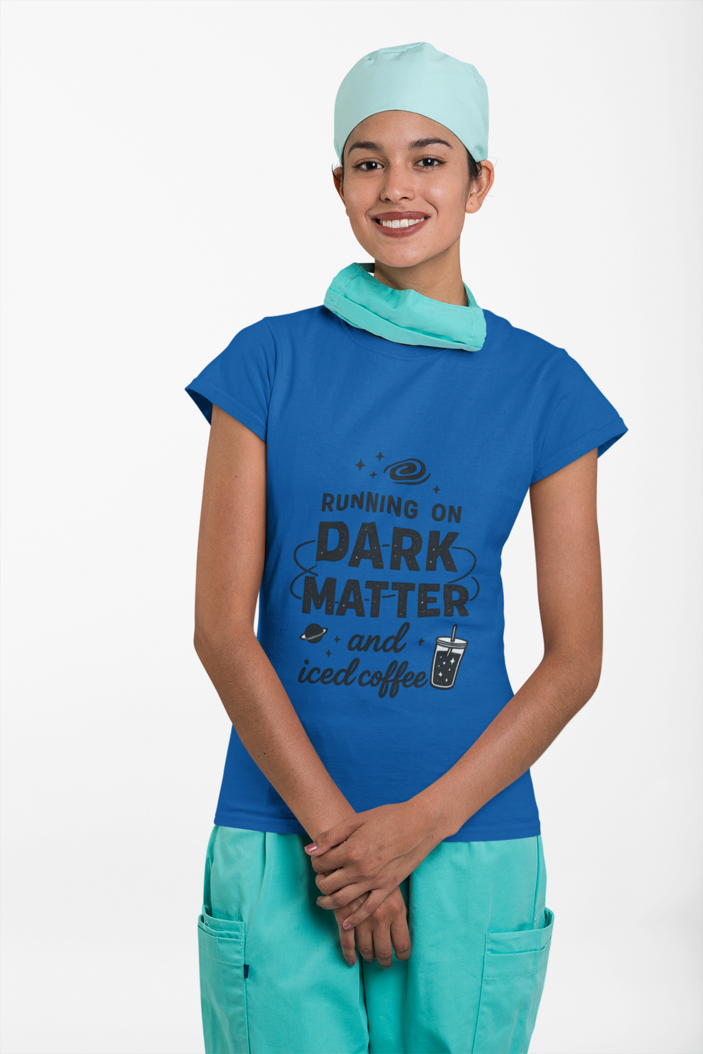 Running on Dark Matter and Iced Coffee T-Shirt | Funny Science Coffee Tee - Mutantur Labs LLC