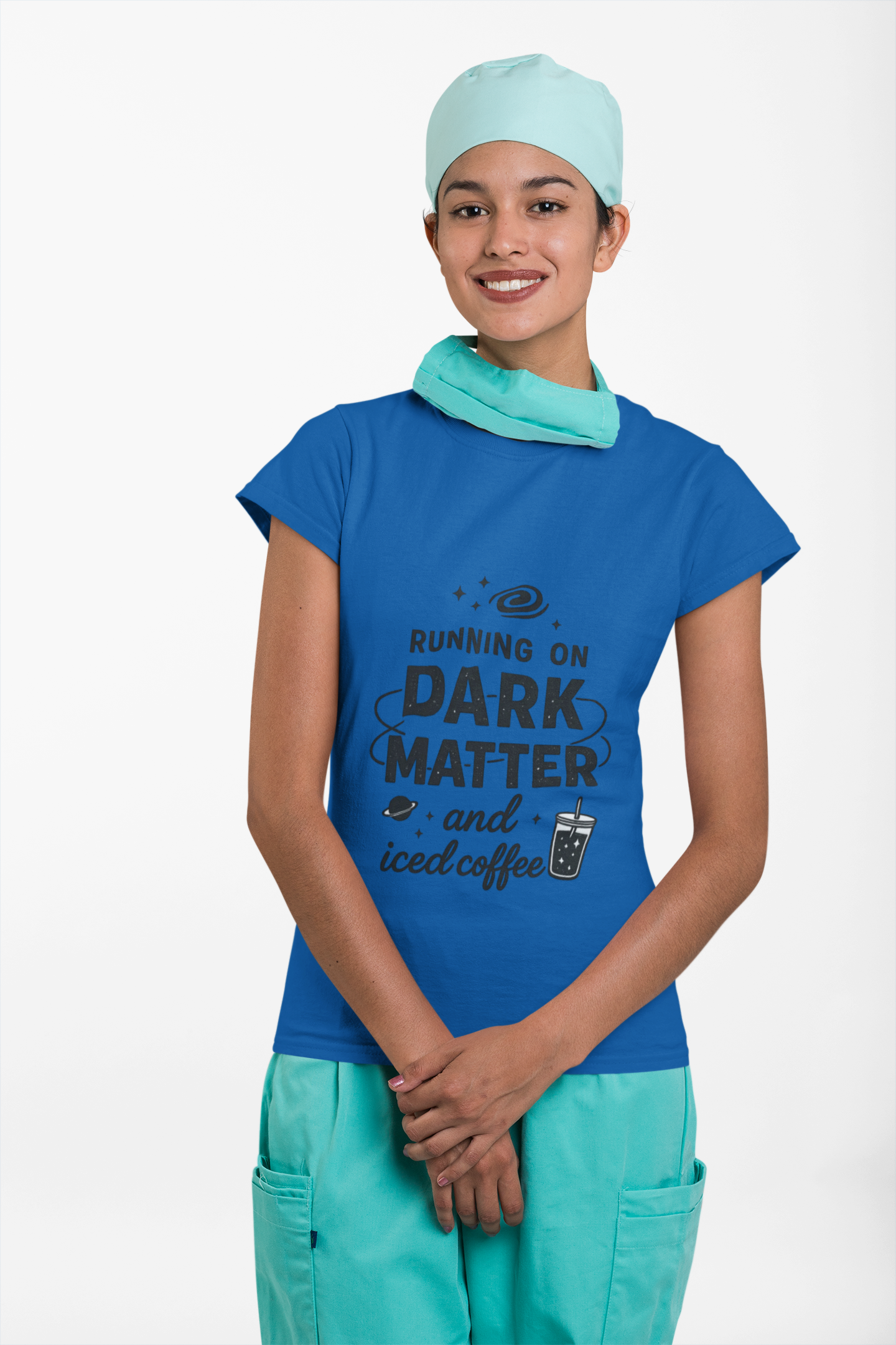 Running on Dark Matter and Iced Coffee T-Shirt | Funny Science Coffee Tee - Mutantur Labs LLC