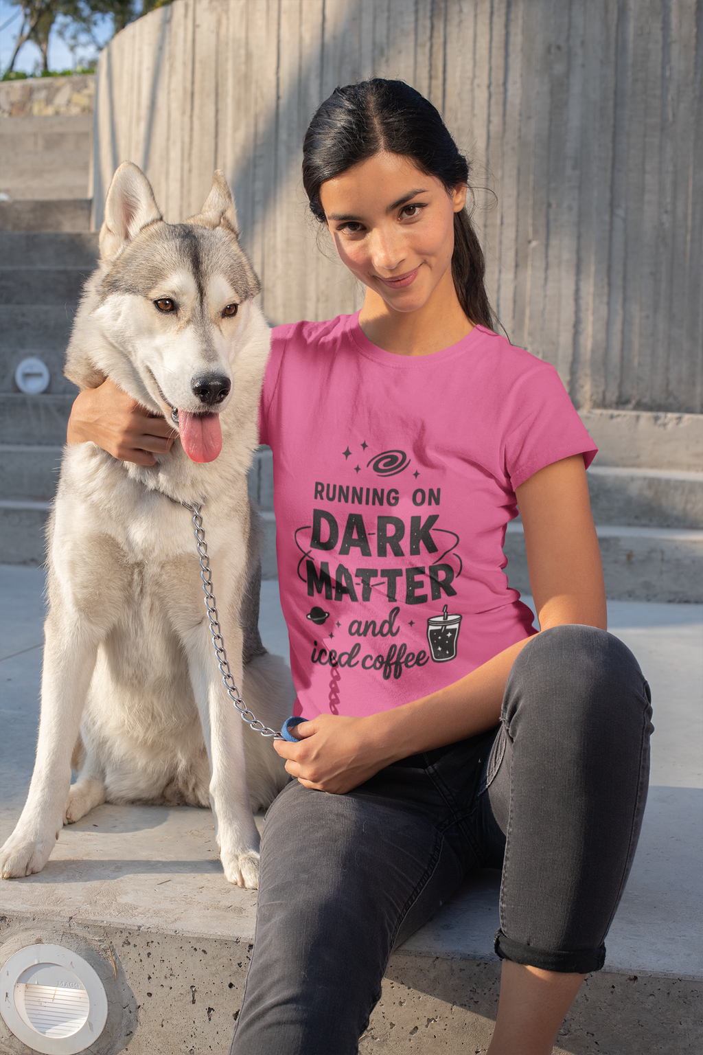 Running on Dark Matter and Iced Coffee T-Shirt | Funny Science Coffee Tee - Mutantur Labs LLC