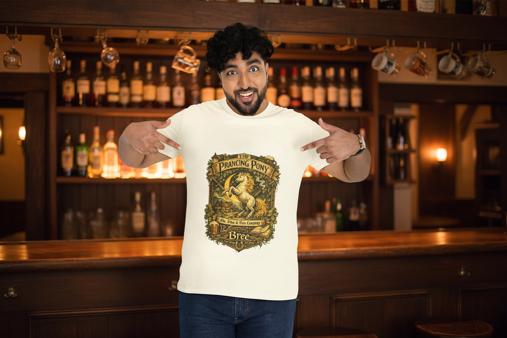 Prancing Pony Fantasy T-Shirt | Vintage Inn Heraldry Graphic Tee - Mutantur Labs LLC