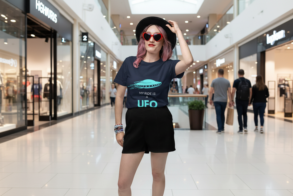 My Ride Is a UFO T-Shirt | Funny Alien Space Graphic Tee - Mutantur Labs LLC