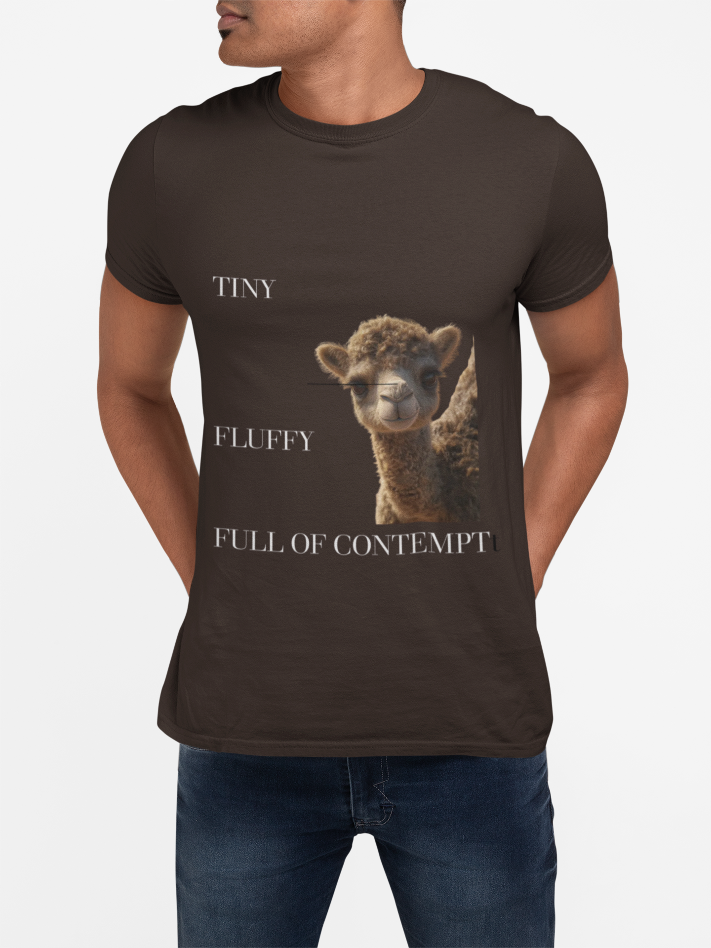 Tiny Fluffy Full of Contempt T-Shirt | Funny Baby Camel Graphic Tee - Mutantur Labs LLC
