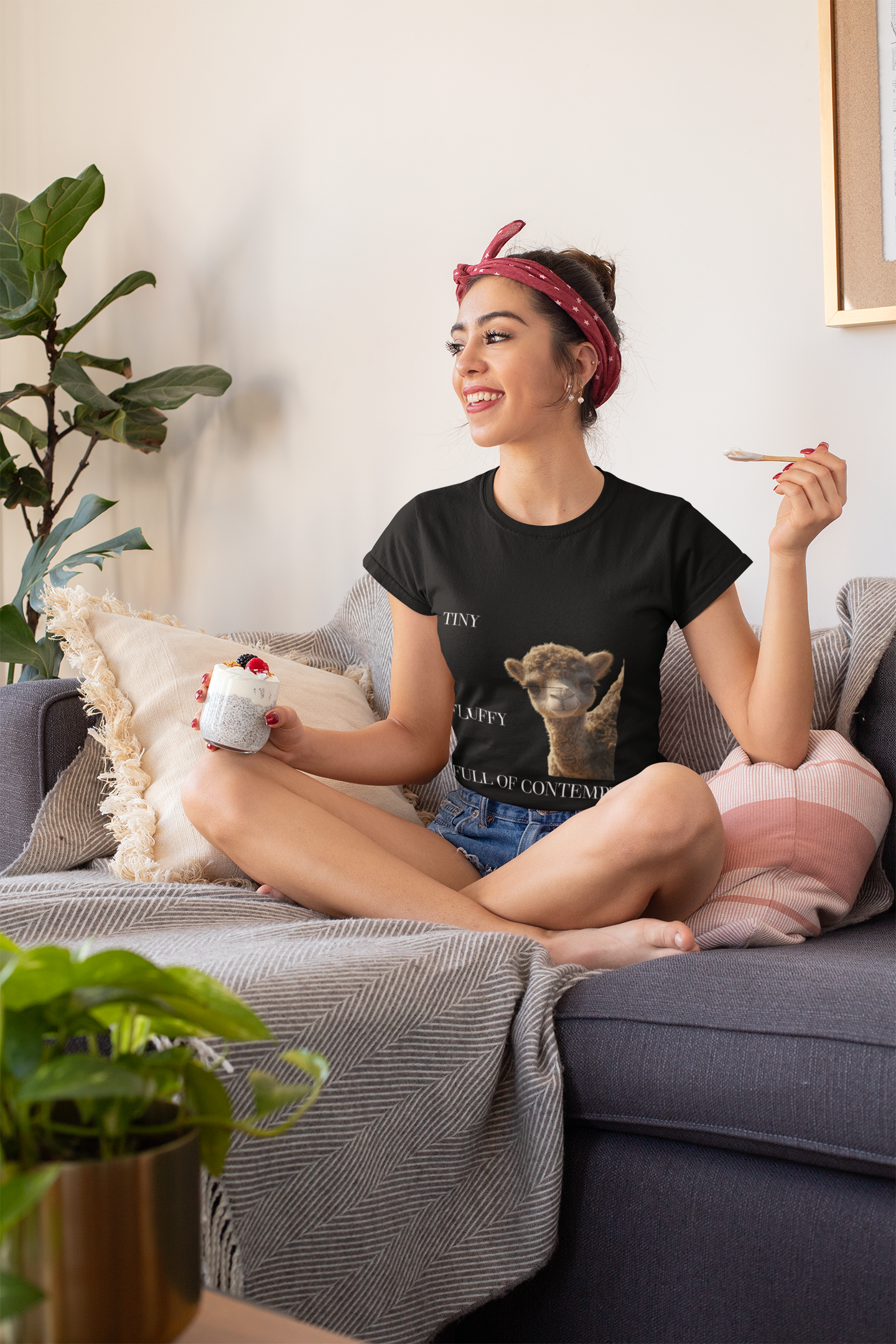 Tiny Fluffy Full of Contempt T-Shirt | Funny Baby Camel Graphic Tee - Mutantur Labs LLC