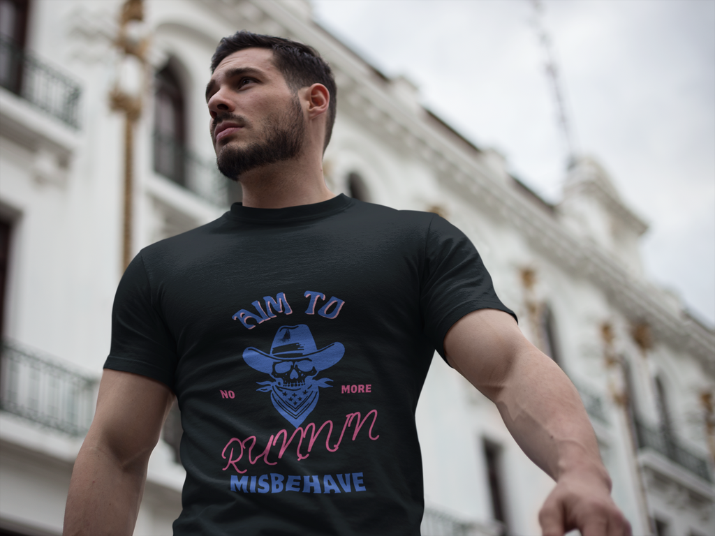 Aim to Misbehave No more Runnin' Skull Cowboy Graphic Tee - Mutantur Labs LLC