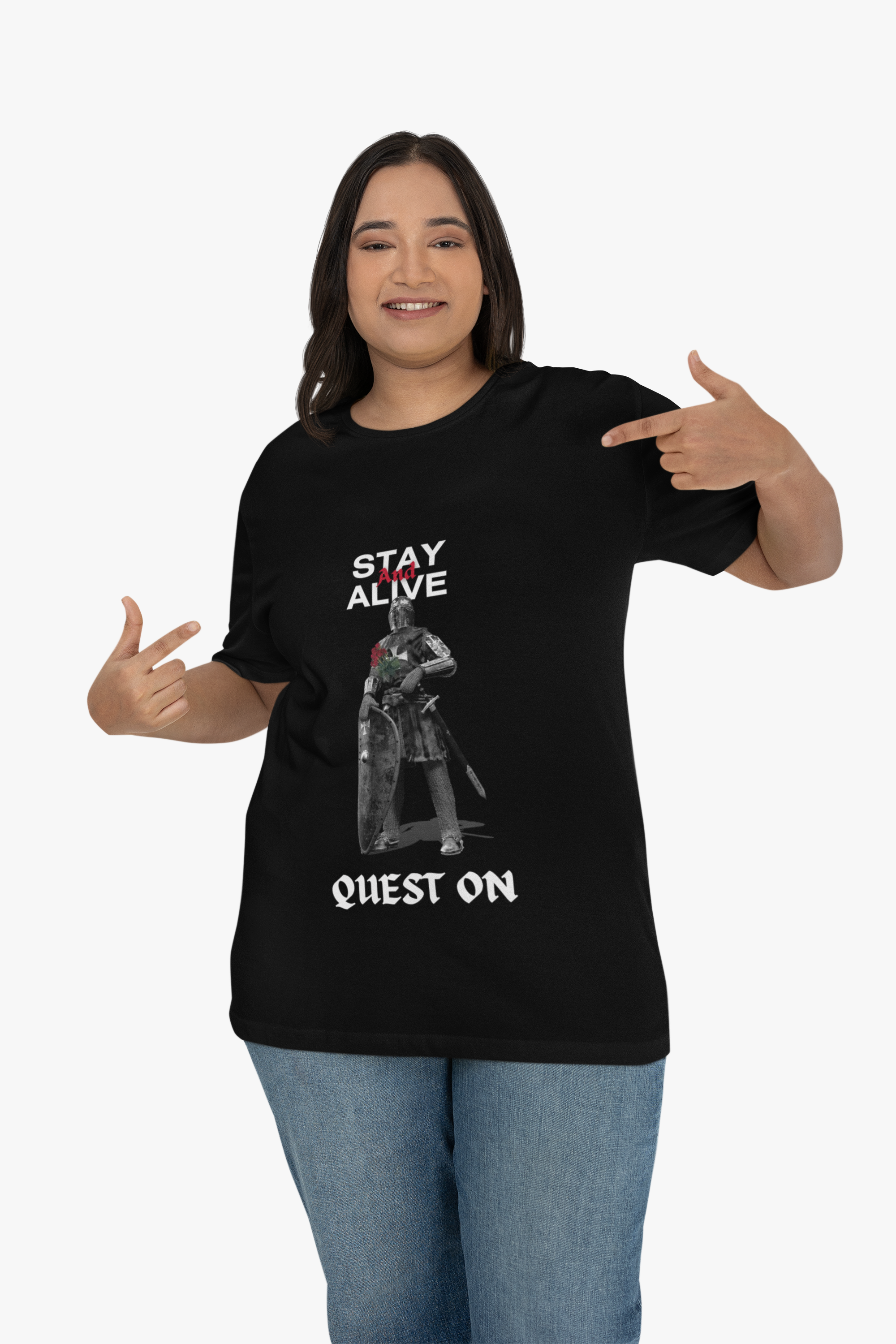 Stay Alive Quest On T-Shirt | Dark Fantasy Knight Gamer Tee - Mutantur Labs LLC