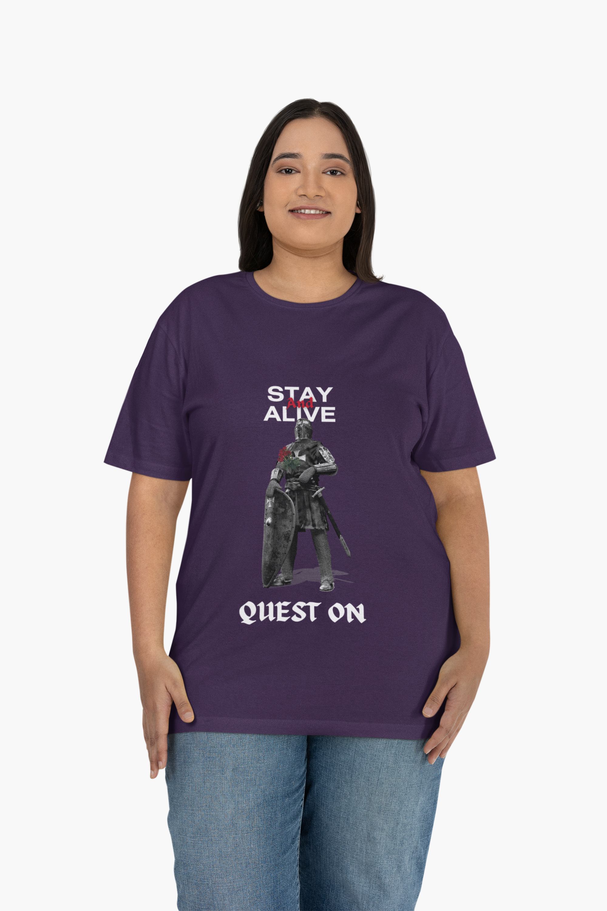 Stay Alive Quest On T-Shirt | Dark Fantasy Knight Gamer Tee - Mutantur Labs LLC