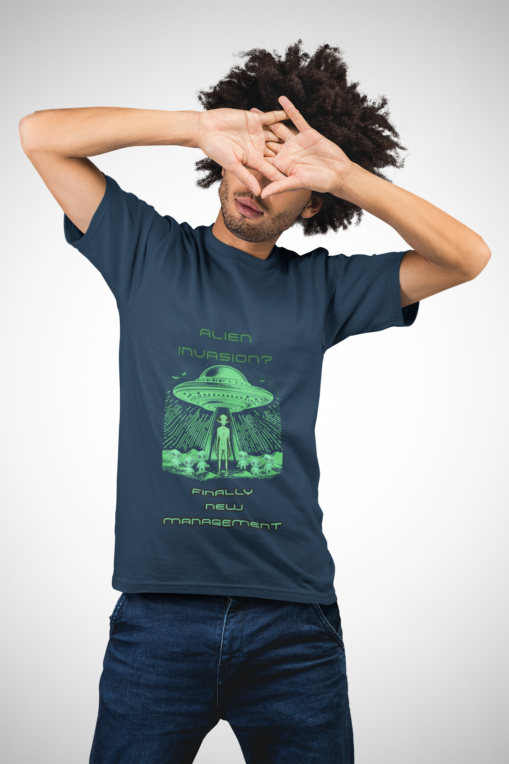 Alien Invasion: Finally New Management T-Shirt | Funny Alien Graphic Tee - Mutantur Labs LLC