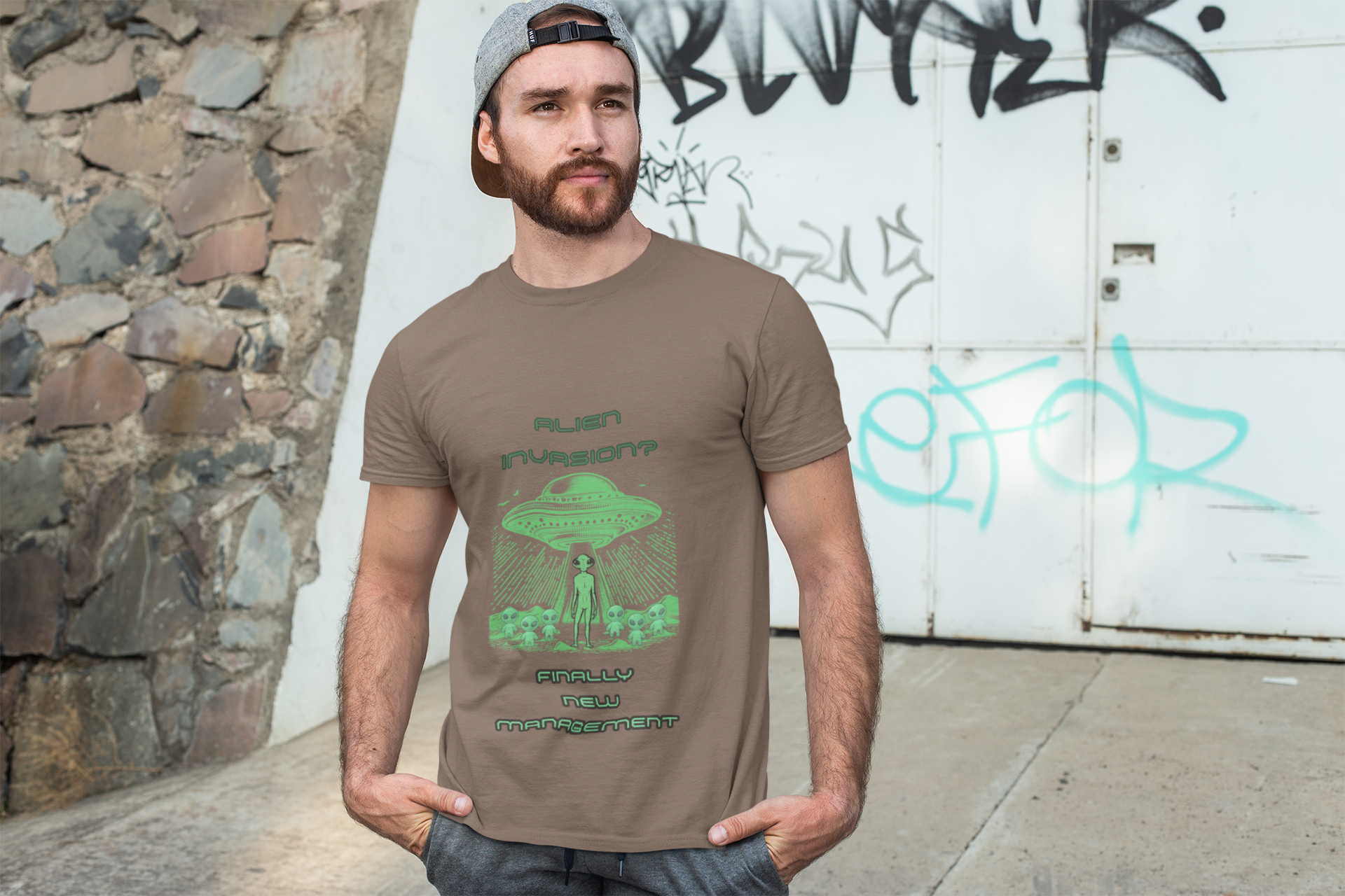 Alien Invasion: Finally New Management T-Shirt | Funny Alien Graphic Tee - Mutantur Labs LLC