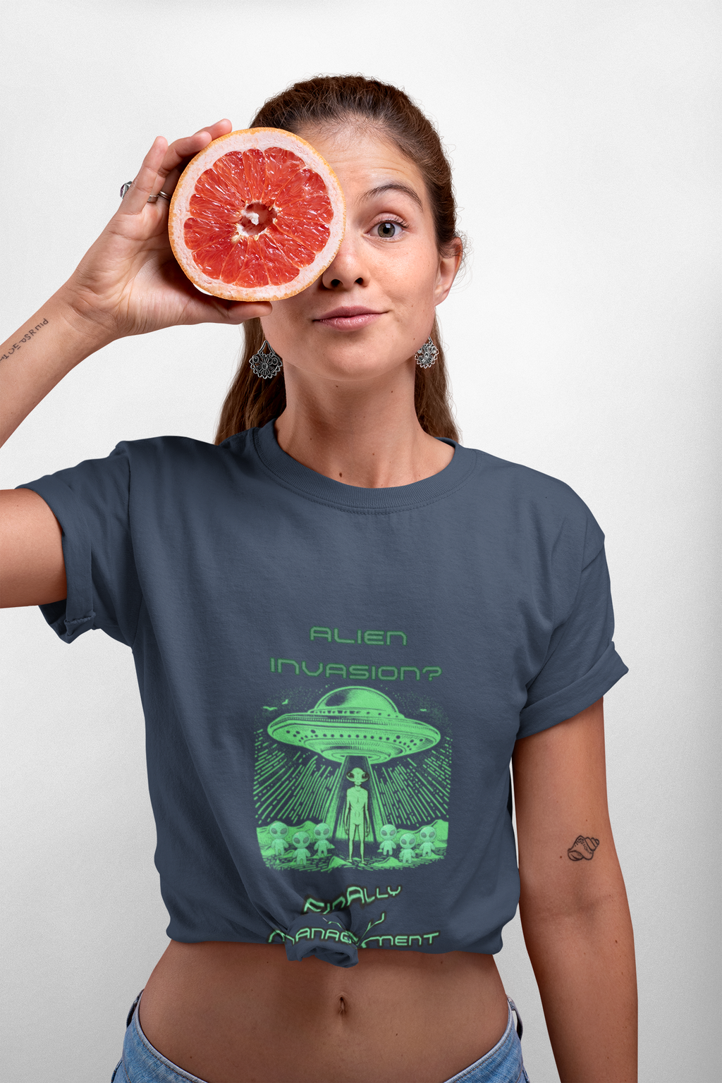 Alien Invasion: Finally New Management T-Shirt | Funny Alien Graphic Tee - Mutantur Labs LLC