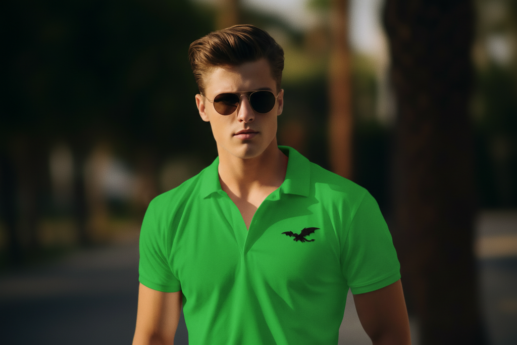 Dragon Icon Men’s Polo Shirt | Casual Fantasy Embroidered Polo - Mutantur Labs LLC