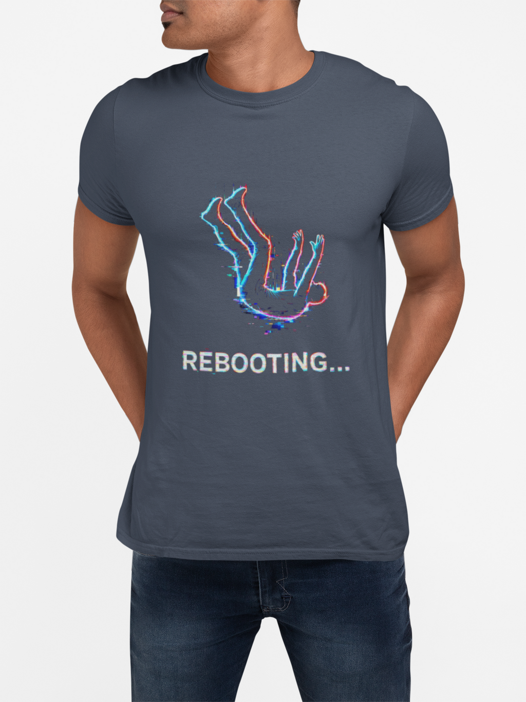 Rebooting T-Shirt | Funny Falling Figure Graphic Tee - Mutantur Labs LLC