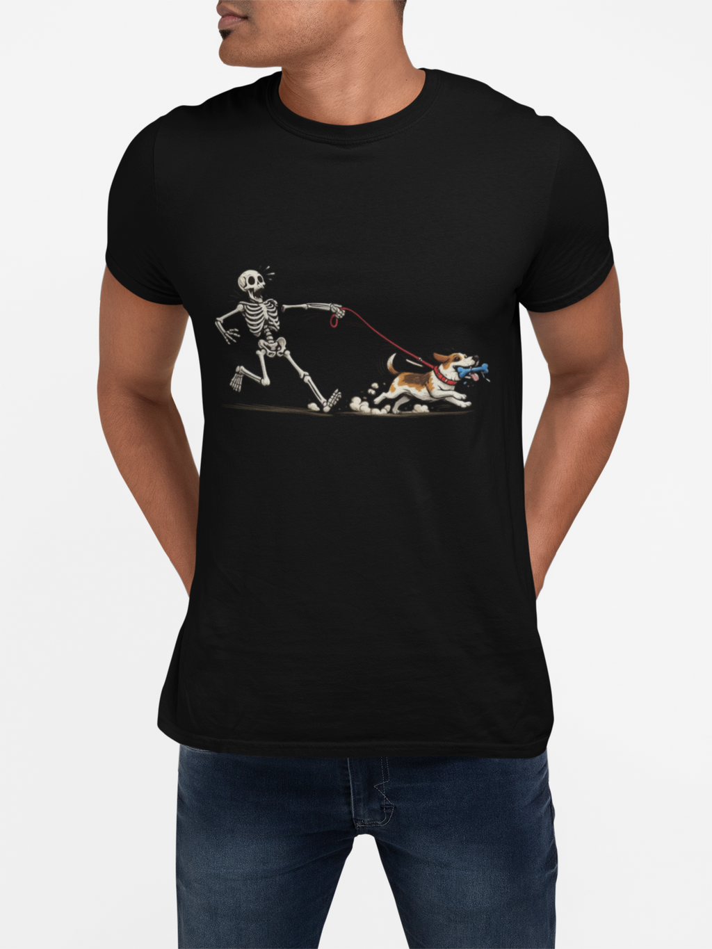 Skeleton Walking Dog T-Shirt | Funny Halloween Pet Graphic Tee - Mutantur Labs LLC