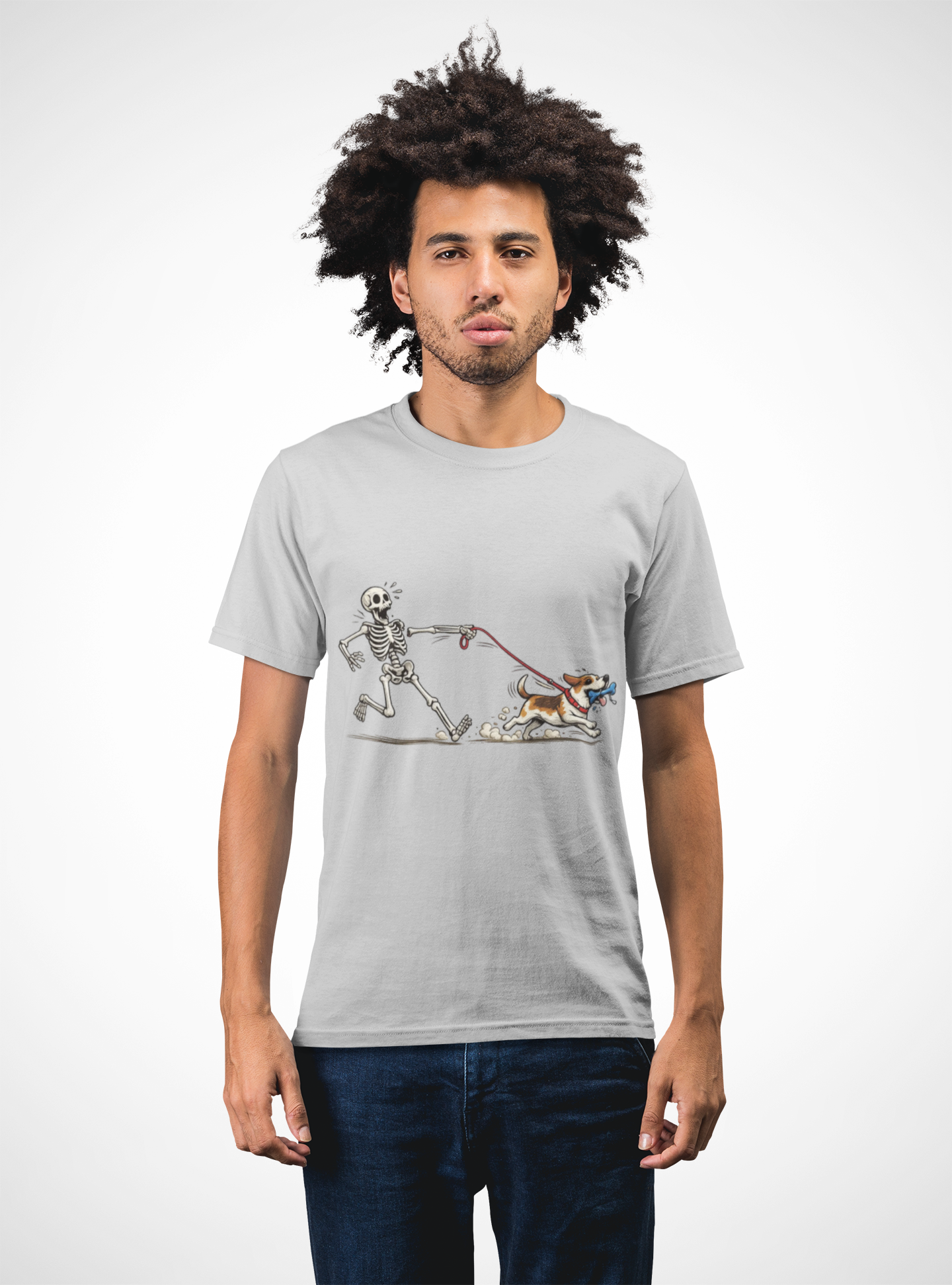 Skeleton Walking Dog T-Shirt | Funny Halloween Pet Graphic Tee - Mutantur Labs LLC
