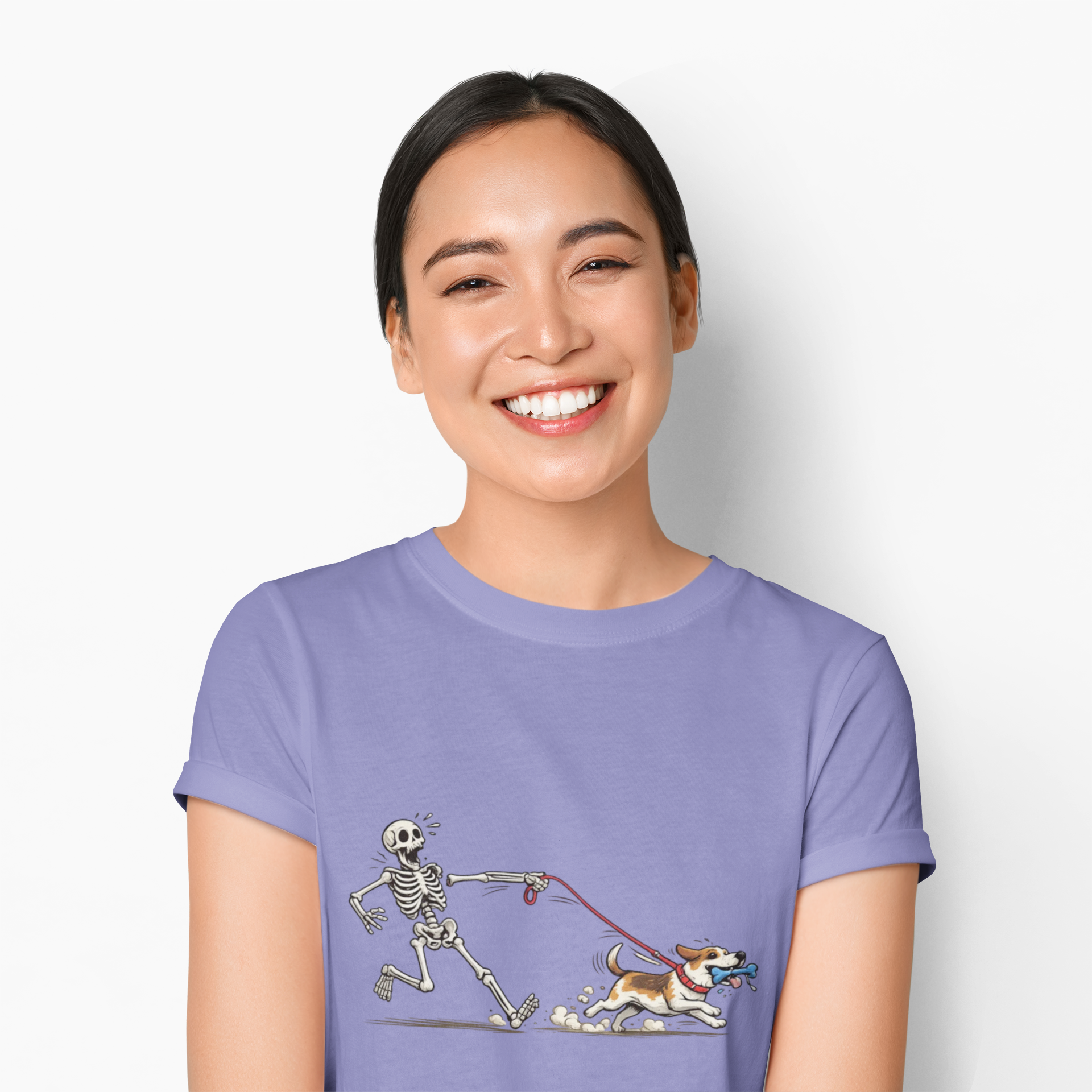 Skeleton Walking Dog T-Shirt | Funny Halloween Pet Graphic Tee - Mutantur Labs LLC