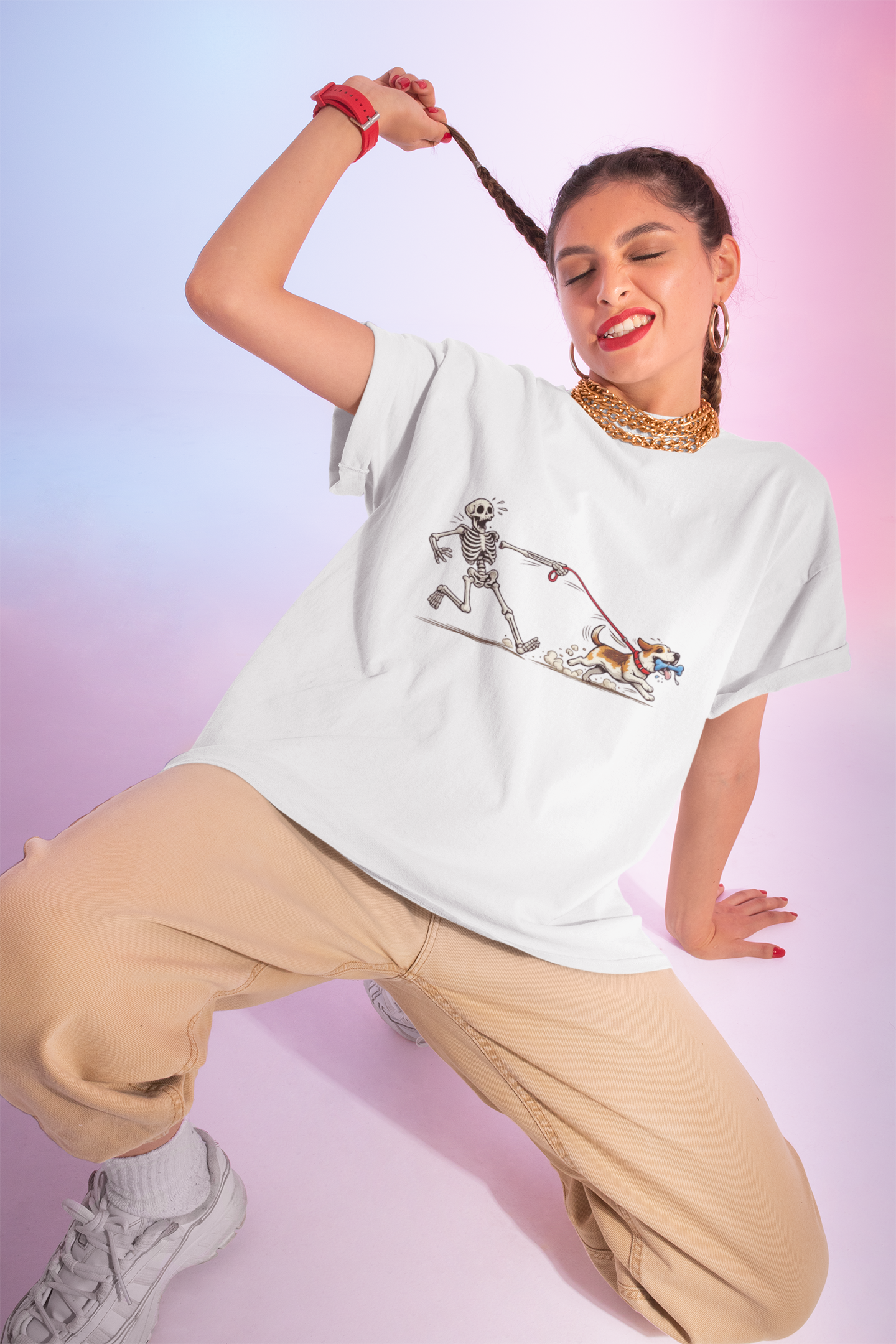 Skeleton Walking Dog T-Shirt | Funny Halloween Pet Graphic Tee - Mutantur Labs LLC