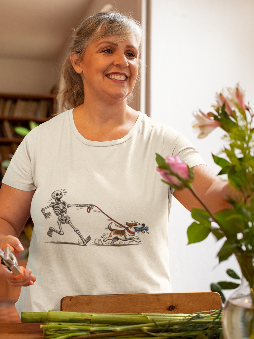 Skeleton Walking Dog T-Shirt | Funny Halloween Pet Graphic Tee - Mutantur Labs LLC