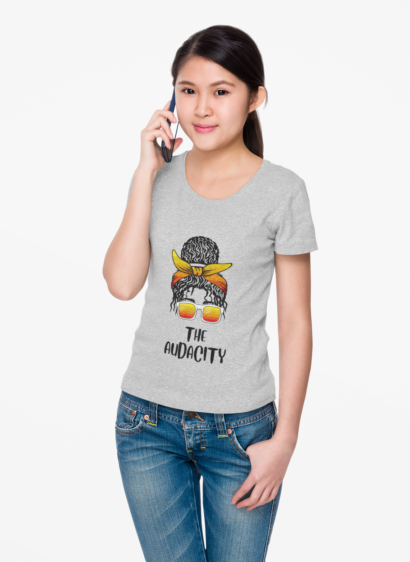 The Audacity Women's Graphic Tee — Messy Bun Bandana Sunglasses Shirt - Mutantur Labs LLC