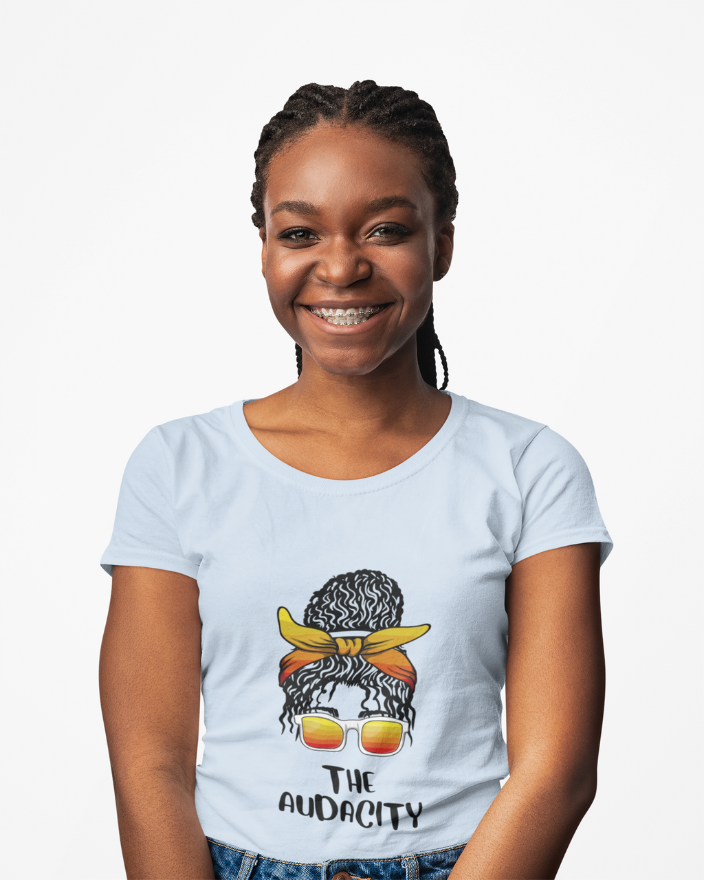 The Audacity Women's Graphic Tee — Messy Bun Bandana Sunglasses Shirt - Mutantur Labs LLC