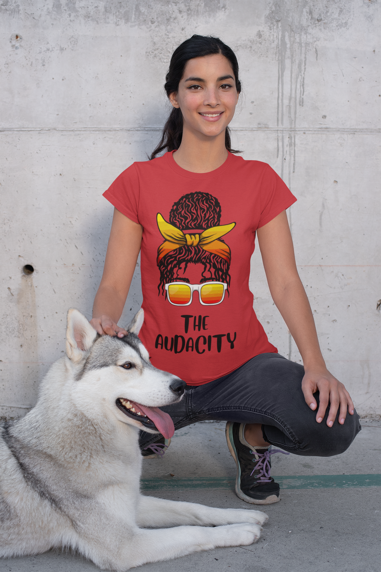 The Audacity Women's Graphic Tee — Messy Bun Bandana Sunglasses Shirt - Mutantur Labs LLC